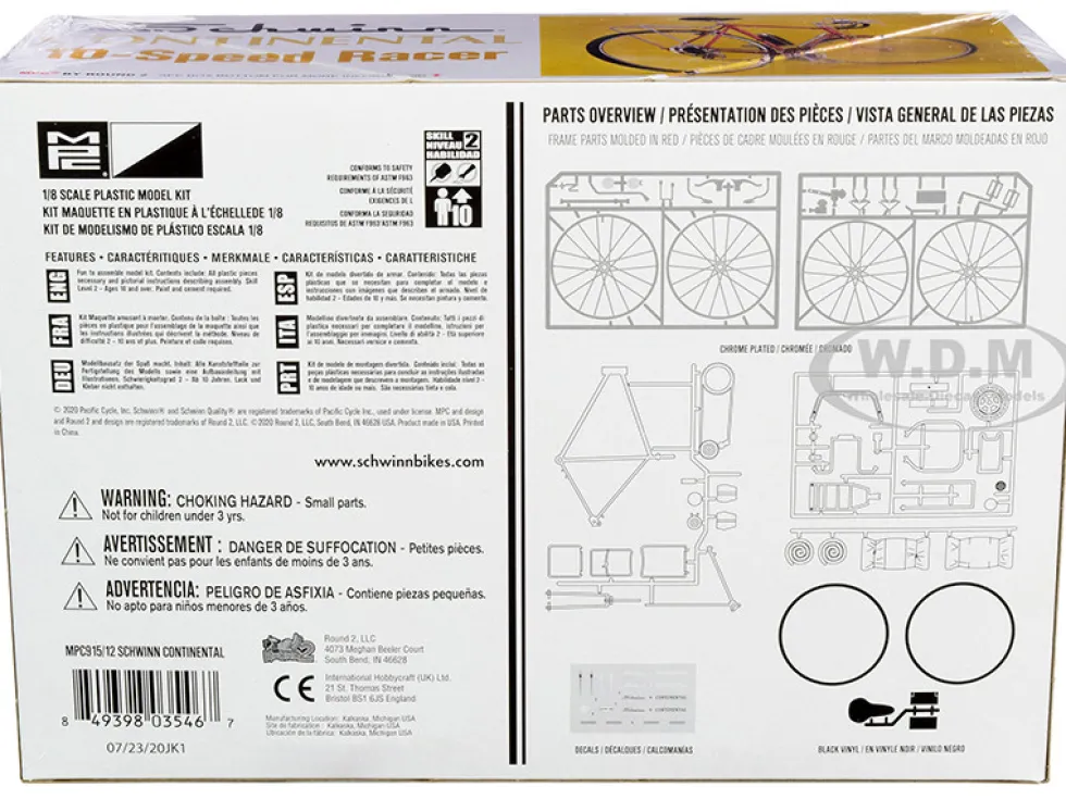 Skill 2 Model Kit Schwinn Continental 10-Speed Bicycle 1/8 Scale Model MPC MPC915