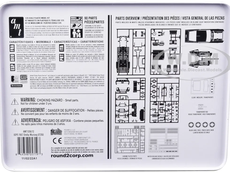 Skill 2 Model Kit 1967 Shelby Mustang GT350 USPS United States Postal Service Auto Art Stamp Series 1/25 Scale Model AMT AMT1356