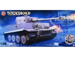 Skill 1 Model Kit Tiger I Tank "German Army" Snap Together Painted Plastic Model Tank Kit 1/35 Scale by Airfix Quickbuild