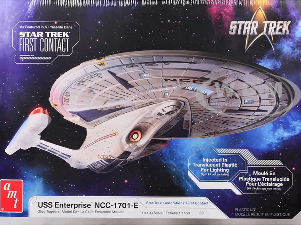 Skill 2 Model Kit U.S.S. Enterprise NCC-1701-E Space Ship "Star Trek: First Contact" (1996) Movie 1/1400 Scale Model by AMT
