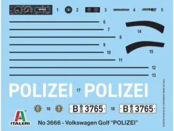 Skill 3 Model Kit 1978 Volkswagen Golf Berlin Polizei Police Department 1/24 Scale Model Italeri 3666