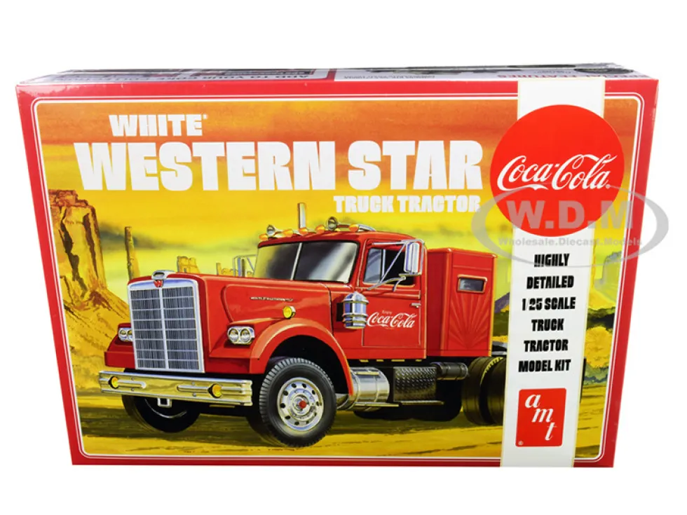 Skill 3 Model Kit White Western Star Semi Truck Tractor Coca Cola 1/25 Scale Model AMT AMT1160