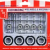 Skill 2 Model Kit Wire Wheels Whitewall Tires Set 5 Pieces 1/25 Scale Models AMT AMTPP033