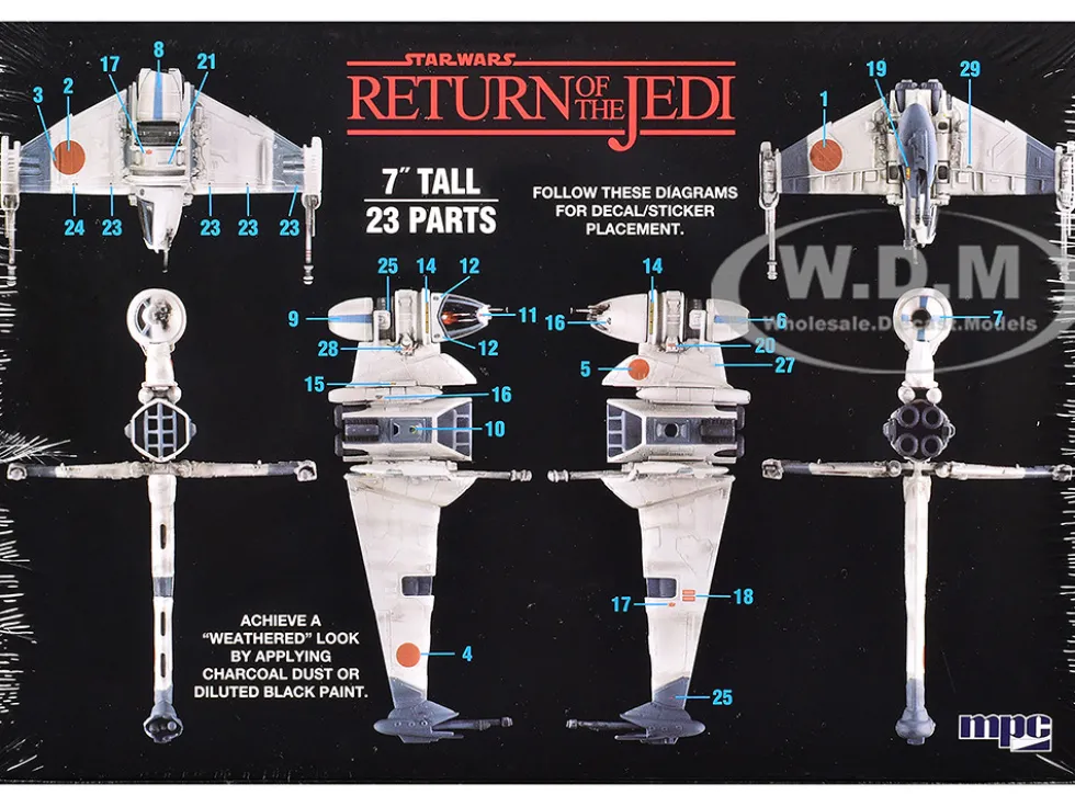 Skill 2 Snap Model Kit B-Wing Fighter "Star Wars: Return of the Jedi" (1983) Movie 1/144 Scale Model by MPC