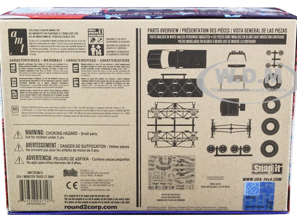 Skill 1 Snap Model Kit Chevrolet Silverado USA-1 Monster Truck 1/32 Scale Model AMT AMT1351M