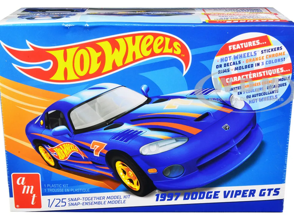Skill 1 Snap Model Kit 1997 Dodge Viper GTS Hot Wheels 1/25 Scale Model AMT AMT1349M