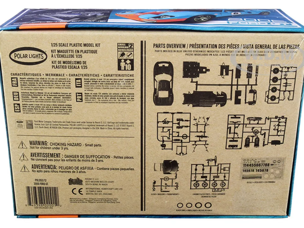 Skill 2 Snap Model Kit 2006 Ford GT Gulf Oil 1/25 Scale Model Polar Lights POL955