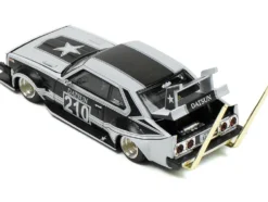 Skyline C210 "Bosozoku Style" RHD (Right Hand Drive) #210 Matt Black and Silver 1/64 Diecast Model Car by Pop Race