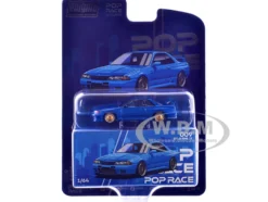 Skyline GT-R BNR32 RHD (Right Hand Drive) Blue Metallic "Enigma Exclusive Edition" 1/64 Diecast Model Car by Pop Race