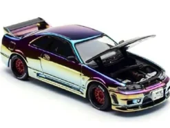Skyline GT-R (R33) RHD (Right Hand Drive) Chameleon Chrome with Carbon Hood "APA XPO 2025 Exclusive" 1/64 Diecast Model Car by Pop Race