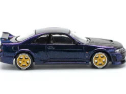 Skyline GT-R (R33) RHD (Right Hand Drive) Midnight Purple Metallic with Carbon Hood 1/64 Diecast Model Car by Pop Race