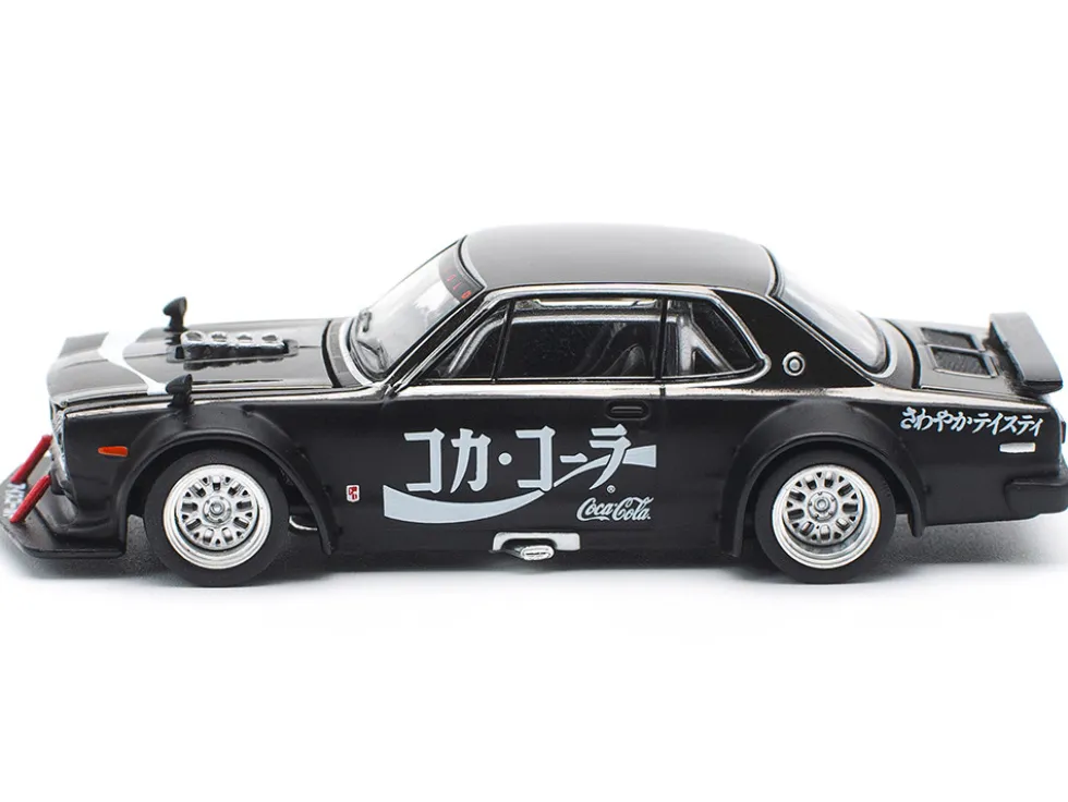 Skyline GT-R V8 Drift "Hakosuka" RHD (Right Hand Drive) "Coca-Cola" Black 1/64 Diecast Model Car by Pop Race