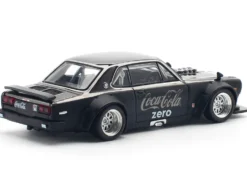 Skyline GT-R V8 Drift "Hakosuka" RHD (Right Hand Drive) "Coca-Cola Zero" Dark Chrome and Black 1/64 Diecast Model Car by Pop Race