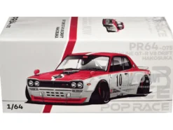 Skyline GT-R V8 Drift "Hakosuka" RHD (Right Hand Drive) #10 "Watanabe" Red and Cream 1/64 Diecast Model Car by Pop Race