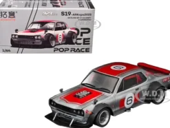 Skyline GT-R V8 Drift "Hakosuka" RHD (Right Hand Drive) #6 Silver Metallic with Red Stripes "APA XPO 2025 Exclusive" 1/64 Diecast Model Car by Pop Race