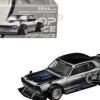 Skyline GT-R V8 Drift "Hakosuka" RHD (Right Hand Drive) Silver Chrome with Black Hood and Top 1/64 Diecast Model Car by Pop Race