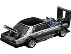 Skyline GT-R V8 Drift "Hakosuka" RHD (Right Hand Drive) Silver Chrome with Black Hood and Top 1/64 Diecast Model Car by Pop Race