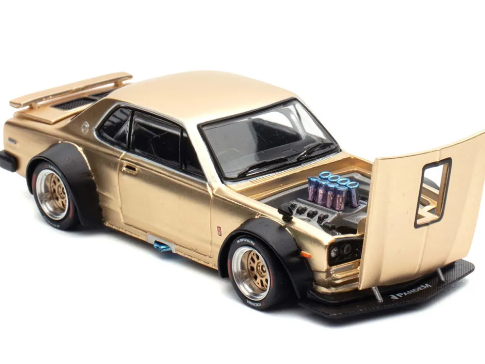 Skyline GT-R V8 Drift "Hakosuka" RHD (Right Hand Drive) Gold Metallic 1/64 Diecast Model Car by Pop Race