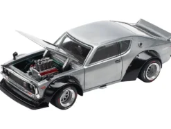 Skyline KPGC110 "Kenmeri" RHD (Right Hand Drive) Raw Metal "Enigma Exclusive Edition" 1/64 Diecast Model Car by Pop Race