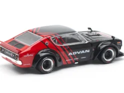 Skyline KPGC110 "Kenmeri" RHD (Right Hand Drive) "ADVAN" Black and Red 1/64 Diecast Model Car by Pop Race