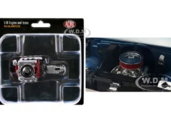Small Block 350 Engine and Transmission Replica from "1967 Chevrolet K-10 Pickup Truck" 1/18 Model by ACME
