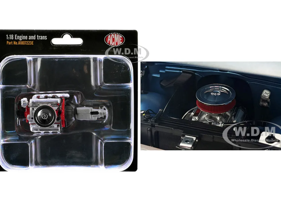 Small Block 350 Engine and Transmission Replica from "1967 Chevrolet K-10 Pickup Truck" 1/18 Model by ACME