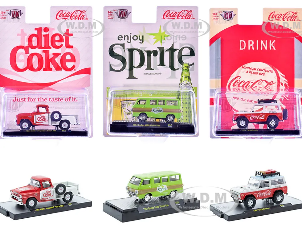 Sodas Set of 3 pieces Release 57 Limited Edition to 10000 pieces Worldwide 1/64 Diecast Model Cars by M2 Machines