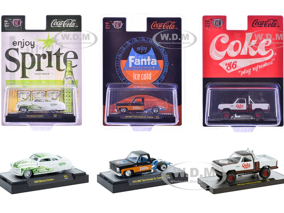 Sodas Set of 3 pieces Release 54 Limited Edition to 10000 pieces Worldwide 1/64 Diecast Model Cars by M2 Machines