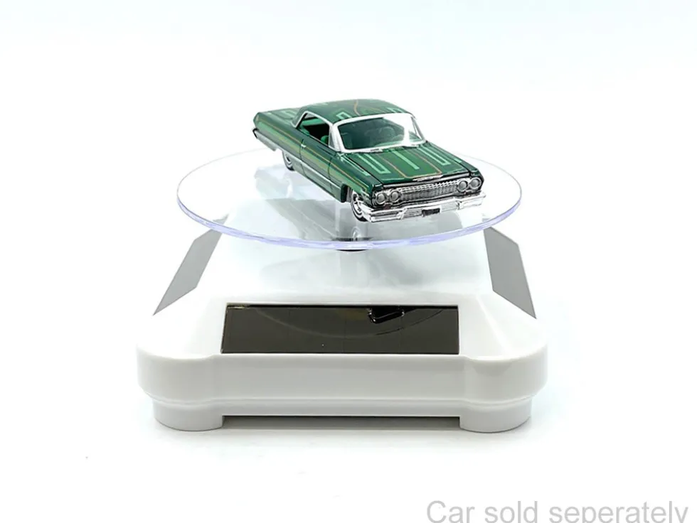 3 5 Solar Rotating Display Stand with White Base for 1/64 Scale Model Cars 002-WH