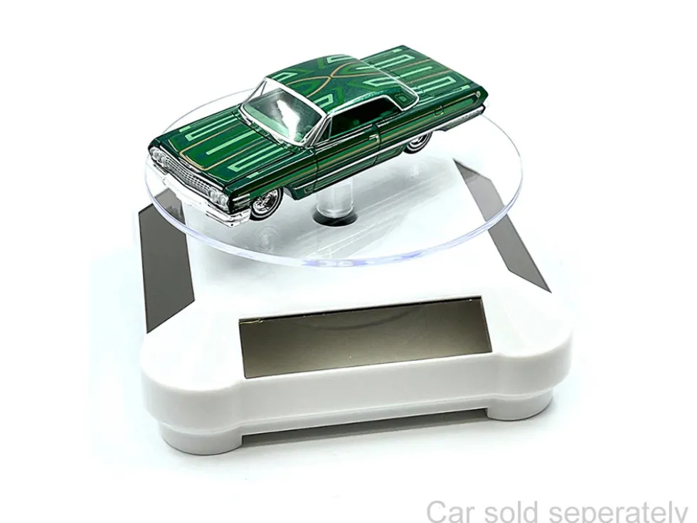 3 5 Solar Rotating Display Stand with White Base for 1/64 Scale Model Cars 002-WH