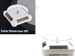 3 5 Solar Rotating Display Stand with White Base for 1/64 Scale Model Cars 002-WH