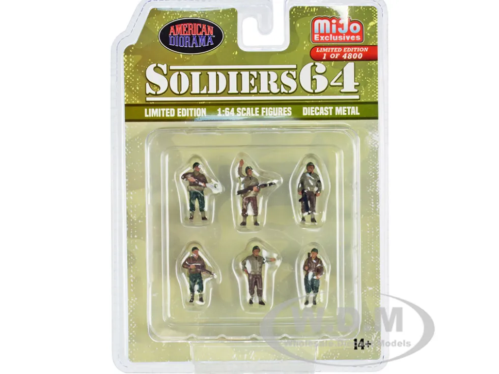 Soldiers 64 6 piece Diecast Set Military Figures Limited Edition 4800 pieces Worldwide 1/64 Scale Models American Diorama AD-76502MJ