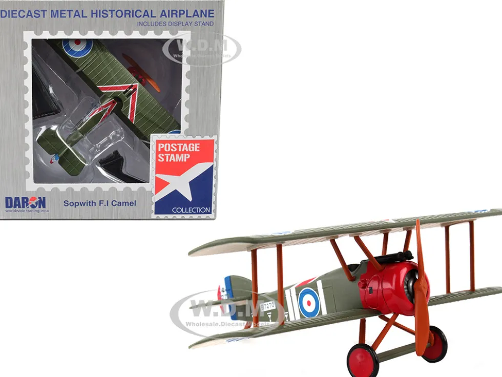 Sopwith FI Camel Fighter Aircraft Captain Arthur Roy Brown Royal Air Force 1/63 Diecast Model Airplane Postage Stamp PS5350-2