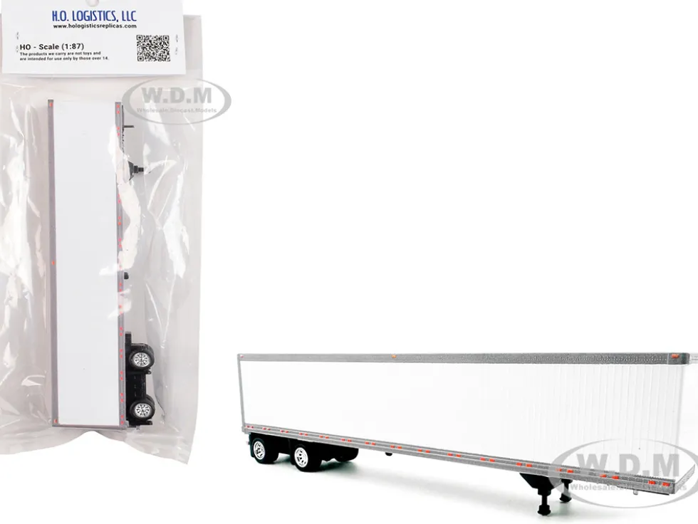 53' Spread Axle Dry Van Trailer White 1/87 (HO) Plastic Model Car by HO Logistics