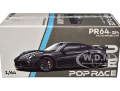 992 Stinger GTR Carbon Edition with Blue Stripe 1/64 Diecast Model Car by Pop Race