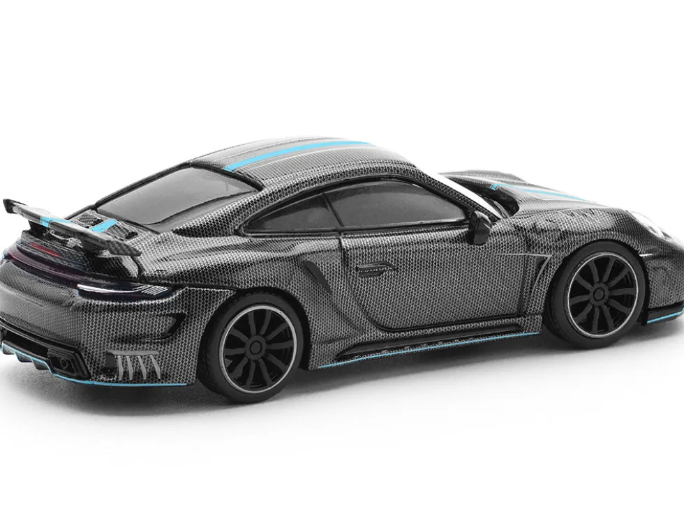 992 Stinger GTR Carbon Edition with Blue Stripe 1/64 Diecast Model Car by Pop Race