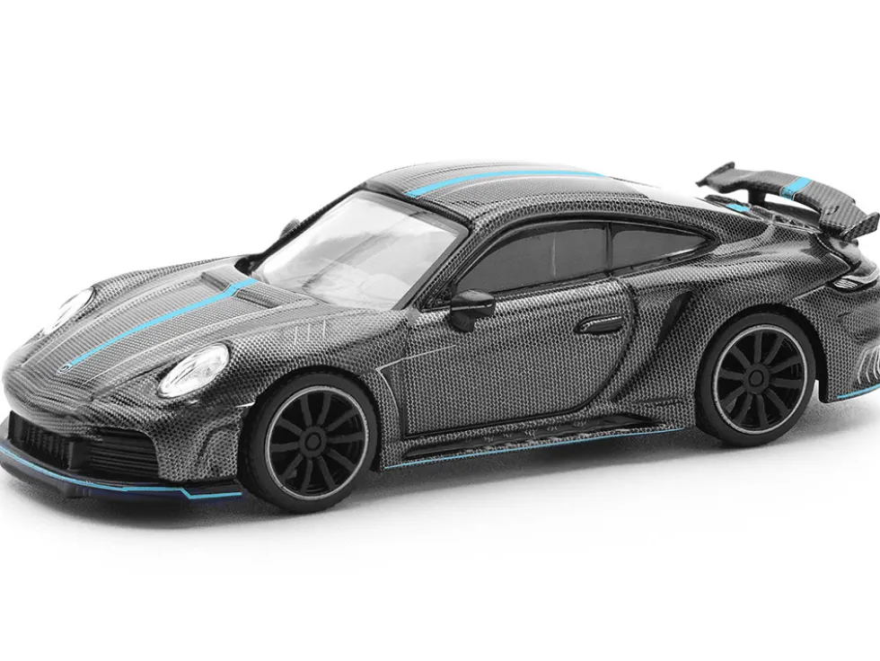 992 Stinger GTR Carbon Edition with Blue Stripe 1/64 Diecast Model Car by Pop Race