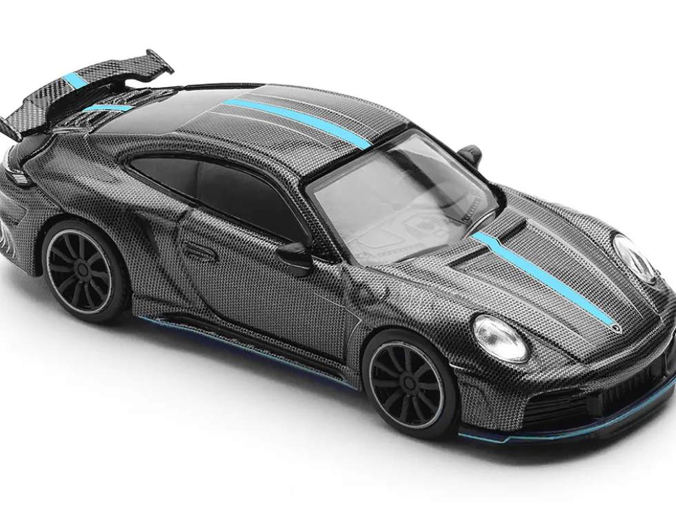 992 Stinger GTR Carbon Edition with Blue Stripe 1/64 Diecast Model Car by Pop Race