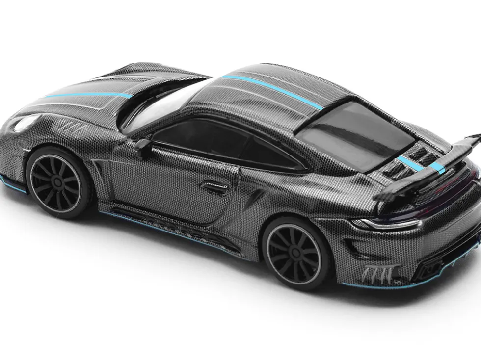 992 Stinger GTR Carbon Edition with Blue Stripe 1/64 Diecast Model Car by Pop Race