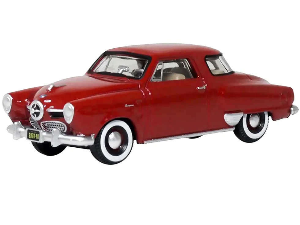 1950 Studebaker Champion Starlight Coupe Commanche Red 1/87 (HO) Scale Diecast Model Car by Oxford Diecast