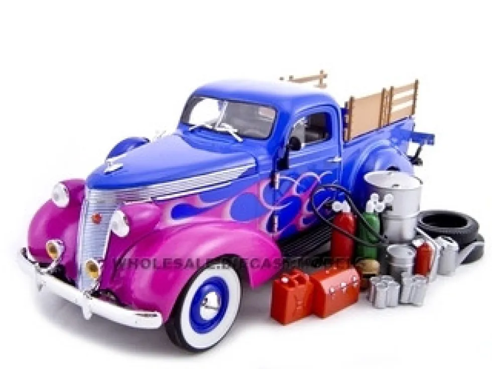1937 Studebaker Pickup Blue With Accessories 1/24 Diecast Car Unique Replicas 18567