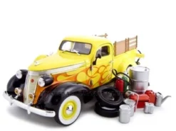 1937 Studebaker Pickup Yellow With Accessories 1/24 Diecast Car Unique Replicas 18566