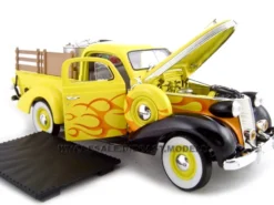 1937 Studebaker Pickup Yellow With Accessories 1/24 Diecast Car Unique Replicas 18566