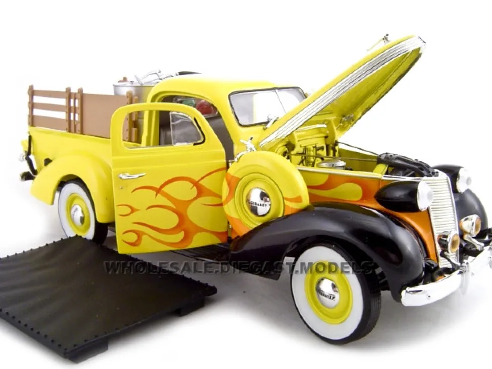 1937 Studebaker Pickup Yellow With Accessories 1/24 Diecast Car Unique Replicas 18566