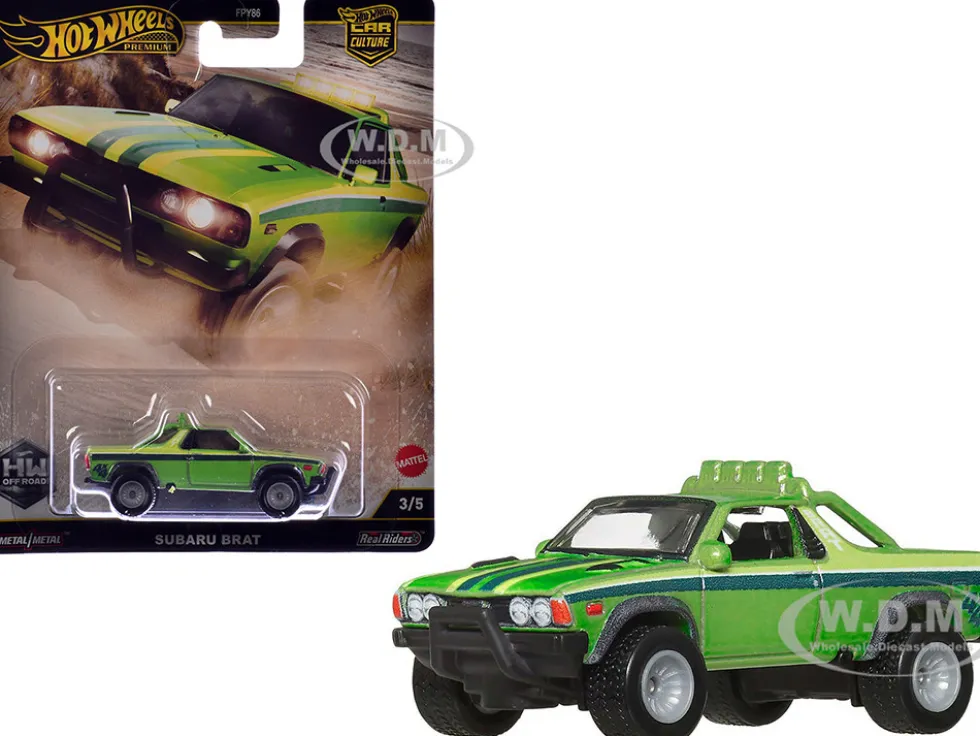 Subaru BRAT Utility Truck Green Metallic with Stripes "HW Off Road" Series Diecast Model Car by Hot Wheels