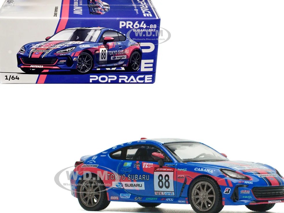 Subaru BRZ #88 Blue with Graphics "Tokyo Subaru Racing" 1/64 Diecast Model Car by Pop Race