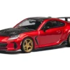 Subaru BRZ Varis Arising-1 RHD (Right Hand Drive) Red Metallic with Carbon Hood and Top and Extra Wheels 1/64 Diecast Model Car by CM Model
