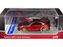 Subaru BRZ Varis Arising-1 RHD (Right Hand Drive) Red Metallic with Carbon Hood and Top and Extra Wheels 1/64 Diecast Model Car by CM Model