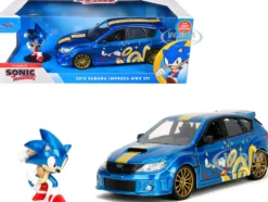 2012 Subaru Impreza WRX STI Blue Metallic with Graphics and Sonic The Hedgehog Diecast Figure