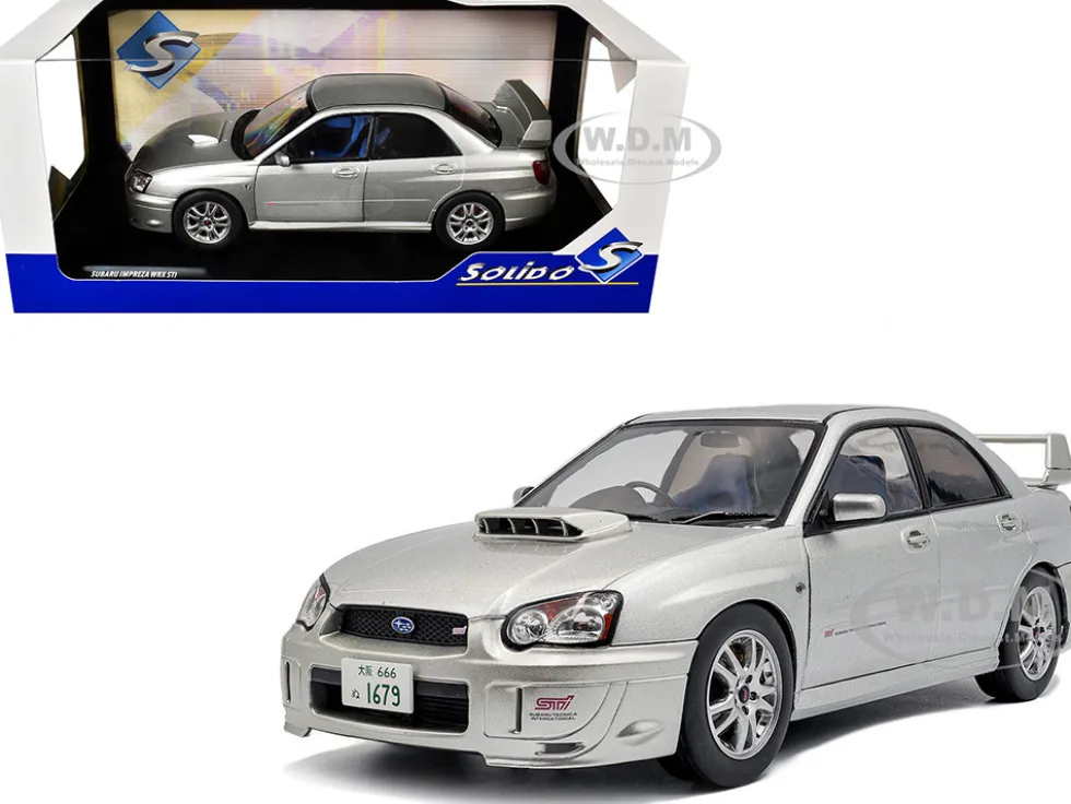 2004 Subaru Impreza WRX STI RHD (Right Hand Drive) Premium Silver Effect 1/18 Diecast Model Car by Solido